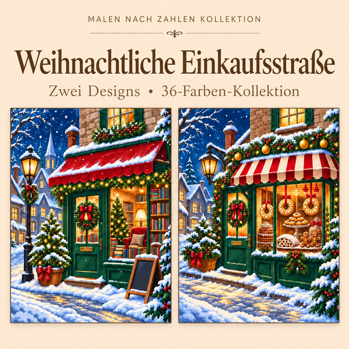 Weihnachtliche Einkaufsstraße – Malen nach Zahlen Set (Hero DE)