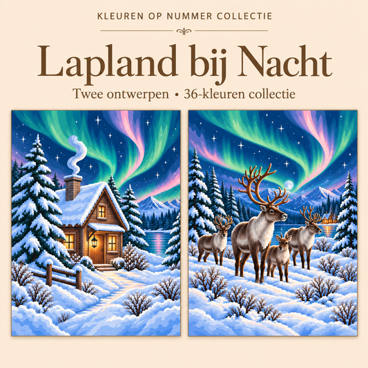 Lapland bij Nacht – Kleuren op Nummer Set met twee ontwerpen