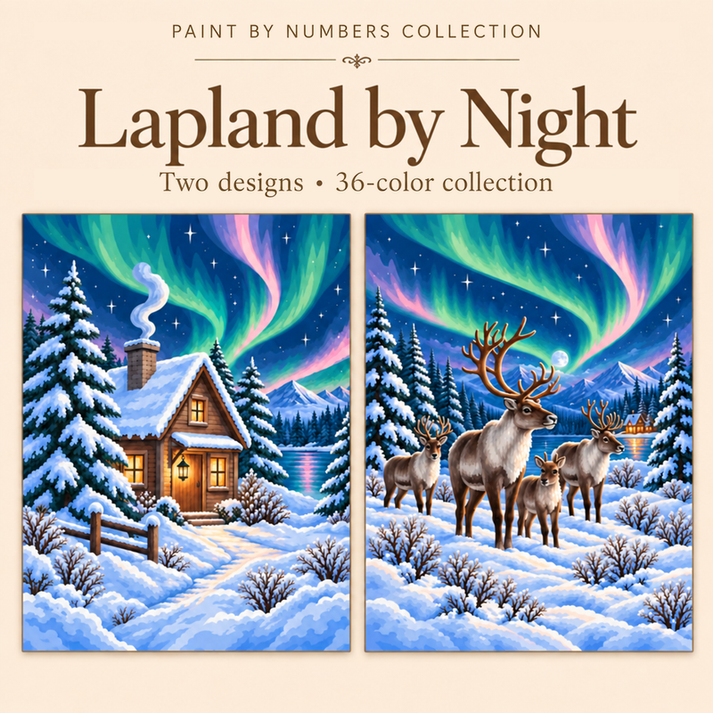 Lapland by Night – Paint by Numbers Set (Hero EN)