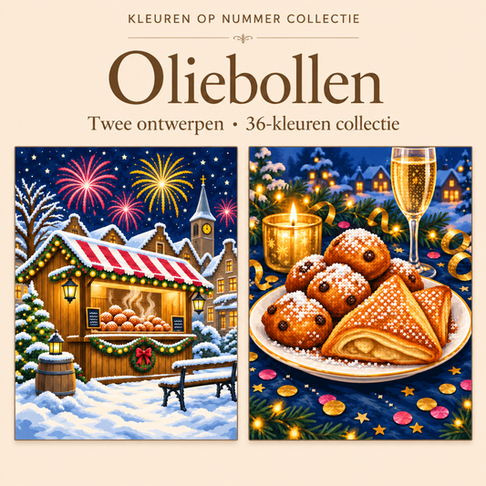 Oliebollen – Kleuren op Nummer Set met twee ontwerpen