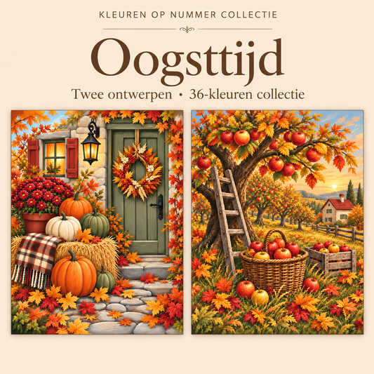 Oogsttijd – Kleuren op Nummer Set met twee ontwerpen