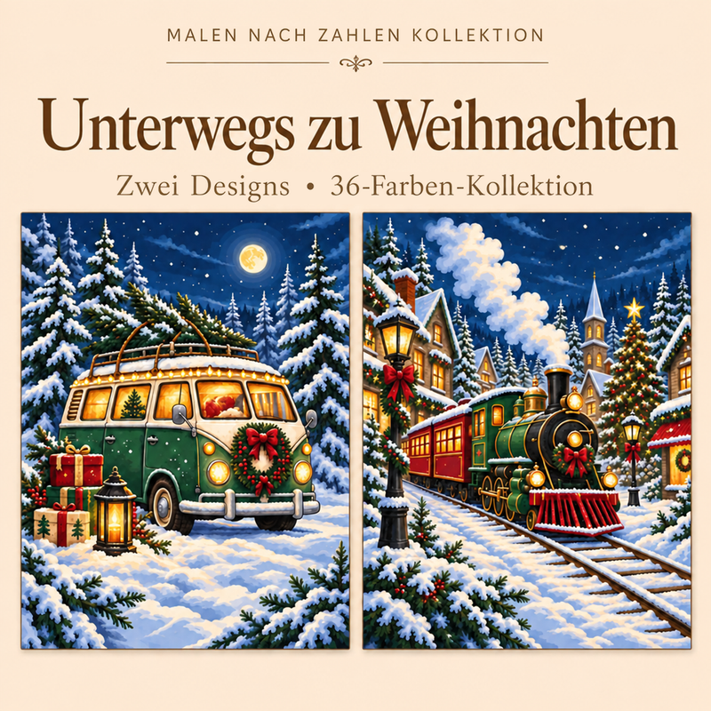 Unterwegs zu Weihnachten – Malen nach Zahlen Set (Hero DE)