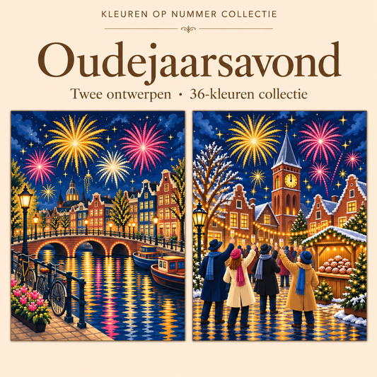 Oudejaarsavond – Kleuren op Nummer Set met twee ontwerpen