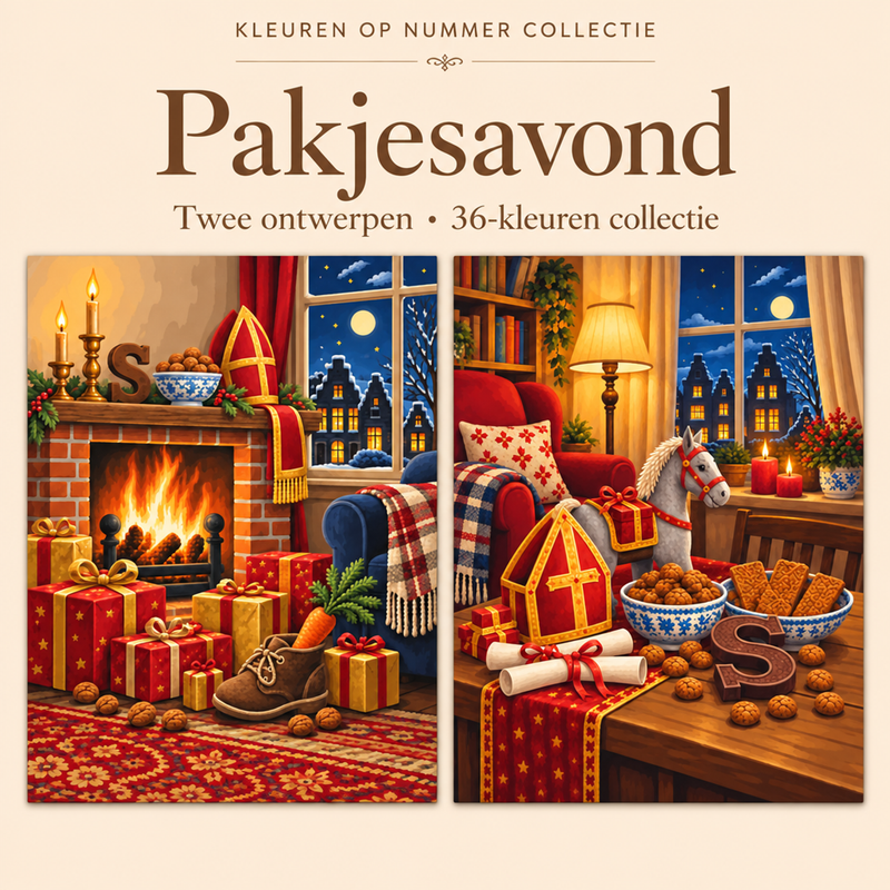 Pakjesavond – Kleuren op Nummer Set (2 canvassen)