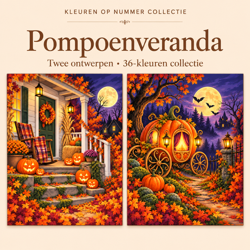 Pumpkin Porch – Paint by Numbers Set (2 canvases)