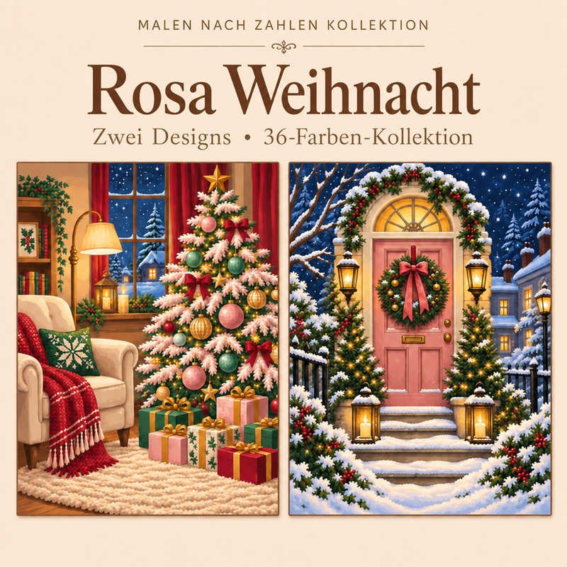 Rosa Weihnacht – Malen nach Zahlen Set (Hero DE)