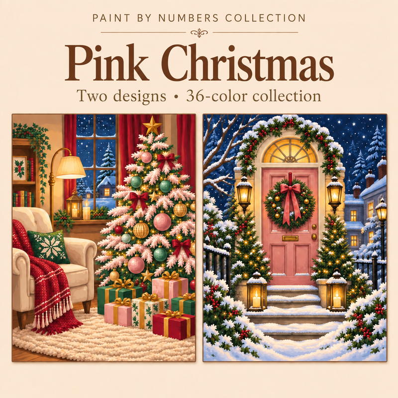 Pink Christmas – Paint by Numbers Set (Hero EN)