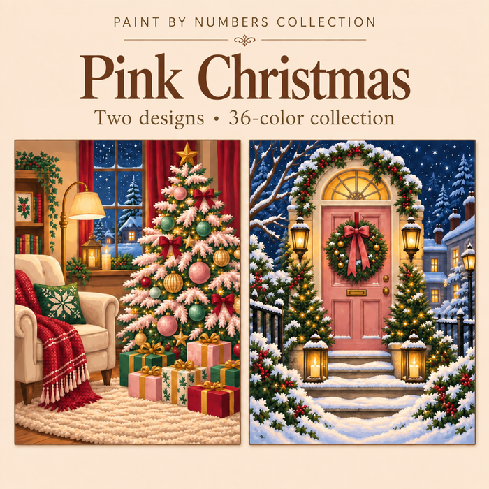 Pink Christmas – Paint by Numbers Set (Hero EN)