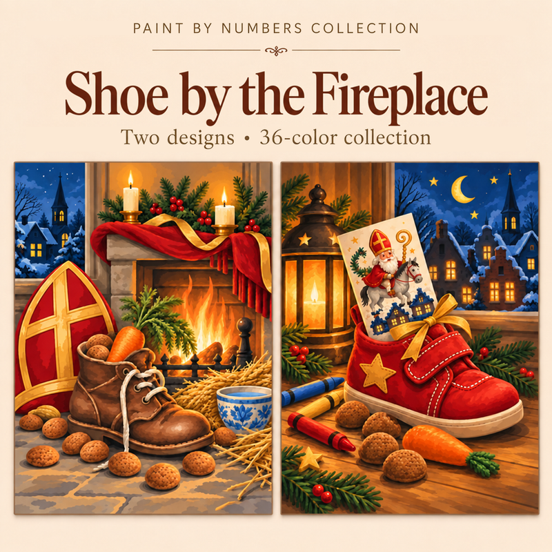 Shoe by the Fireplace – Paint by Numbers Set (Hero EN)
