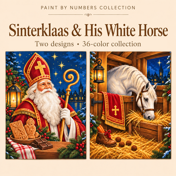 Sinterklaas & His White Horse – Paint by Numbers Set (Hero EN)