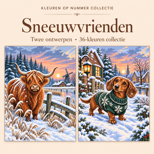 Sneeuwvrienden – Kleuren op Nummer Set met twee ontwerpen