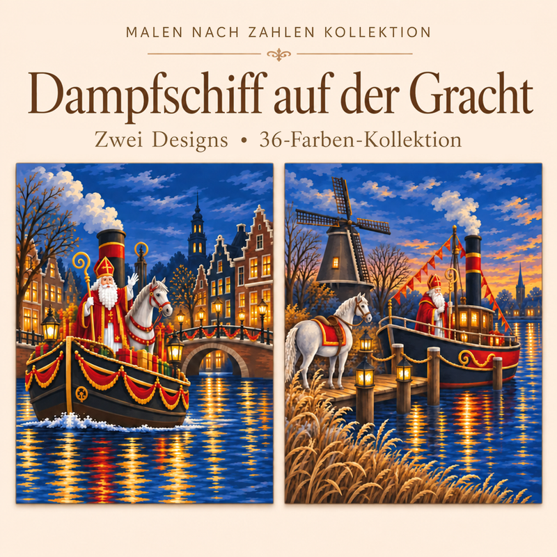 Dampfschiff auf der Gracht – Malen nach Zahlen Set (Hero DE)