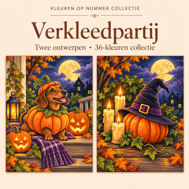 Verkleedpartij – Kleuren op Nummer Set (2 canvassen)
