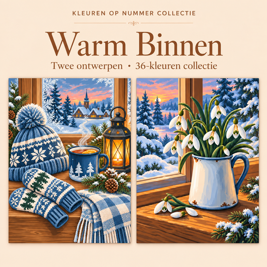Warm Binnen – Kleuren op Nummer Set met twee ontwerpen