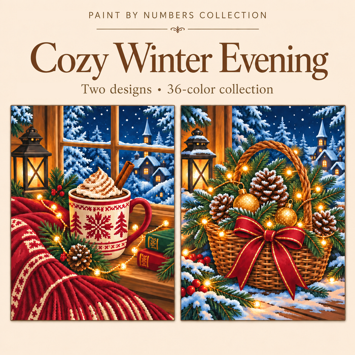 Cozy Winter Evening – Paint by Numbers Set (Hero EN)
