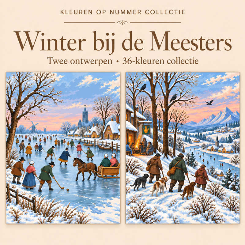 Winter bij de Meesters – Kleuren op Nummer Set (2 canvassen)