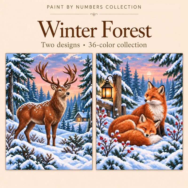 Winter Forest – Paint by Numbers Set (Hero EN)