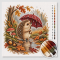 Hedgehog with an Umbrella in the Rain — Cross Stitch Kit 1