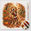 Golden Retriever with Autumn Scarf — Cross Stitch Kit 1