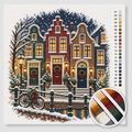 Canal Houses with Christmas Wreaths on the Doors — Cross Stitch Kit 1