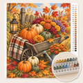 Herfst Kruiwagen vol Pompoenen – Kleuren op Nummer canvas met stiftenset 1