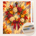 Herfstkrans met Hortensia en Eikenblad – Kleuren op Nummer canvas met stiftenset 1