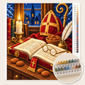 Het Grote Boek van Sinterklaas bij Kaarslicht – Kleuren op Nummer canvas met stiftenset 1