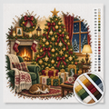 Kerstboom met Cadeautjes in de Woonkamer — Kruissteek Pakket 1