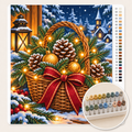 Christmas Basket with Pine Cones and Lights — Paint by Numbers 1