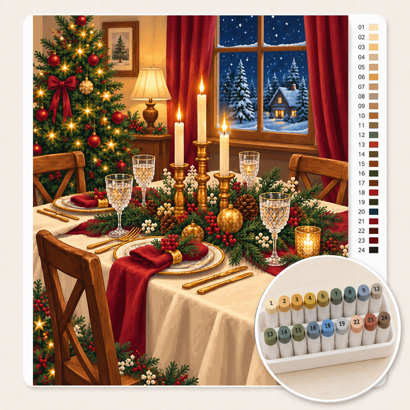 Christmas Table by Candlelight — Paint by Numbers