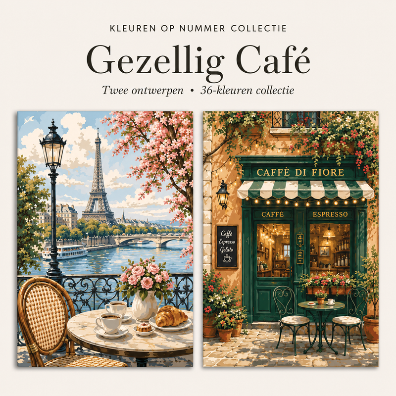 Cozy Cafe – Paint by Numbers Kit (2 canvases)