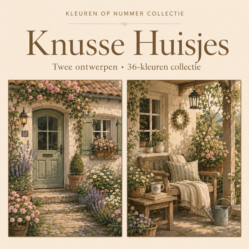 Cozy Cottages – Paint by Number Set (2 canvases)