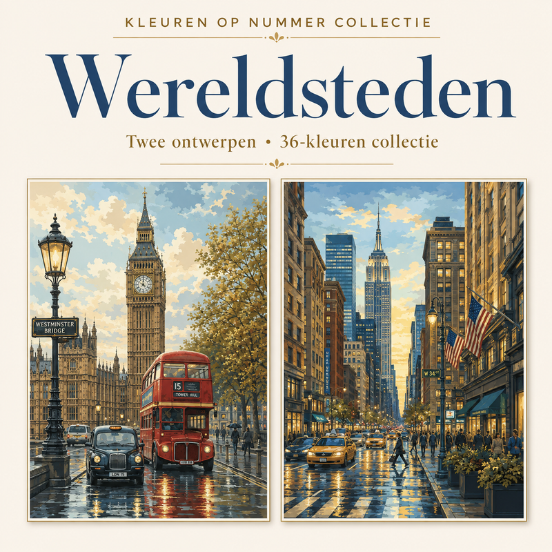 World Cities - Paint by Numbers Set (2 canvases)