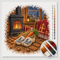 Clogs by the Stove with Hay and Carrot — Cross Stitch Kit 1