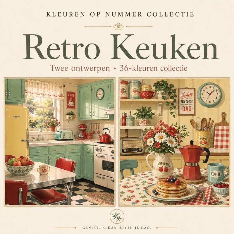Retro Kitchen – Paint by Number Set (2 canvases)