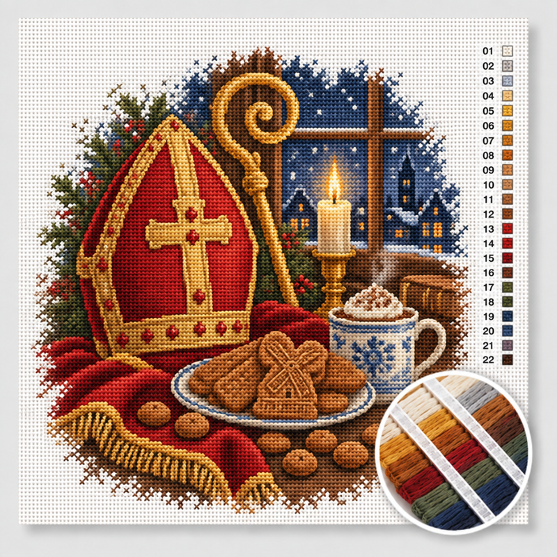 Mitre and Staff with Speculaas — Cross Stitch Kit