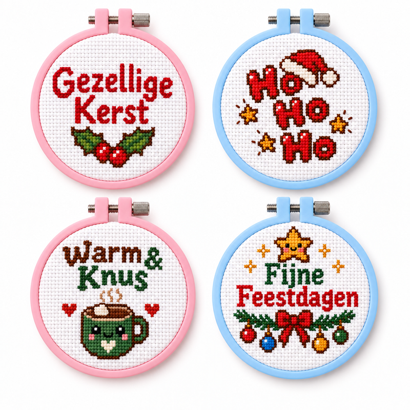 Mini Bundle Christmas in Words — Set of 4 Mini Cross Stitch Kits