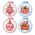 Mini Bundle Pink Christmas — Set of 4 Mini Cross Stitch Kits 1