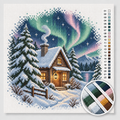Northern Lights over a Wooden Cabin — Cross Stitch Kit 1
