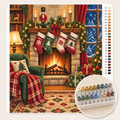 Open Haard met Kerstsokken – Kleuren op Nummer canvas met stiftenset 1