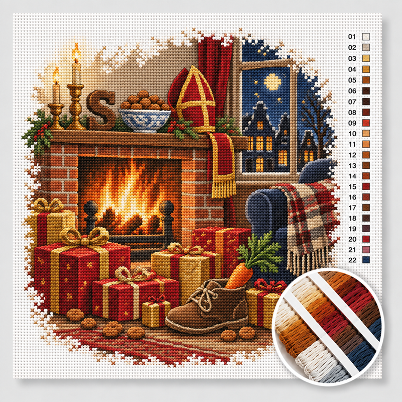 Gift Evening: Presents by the Open Fire — Cross Stitch Kit