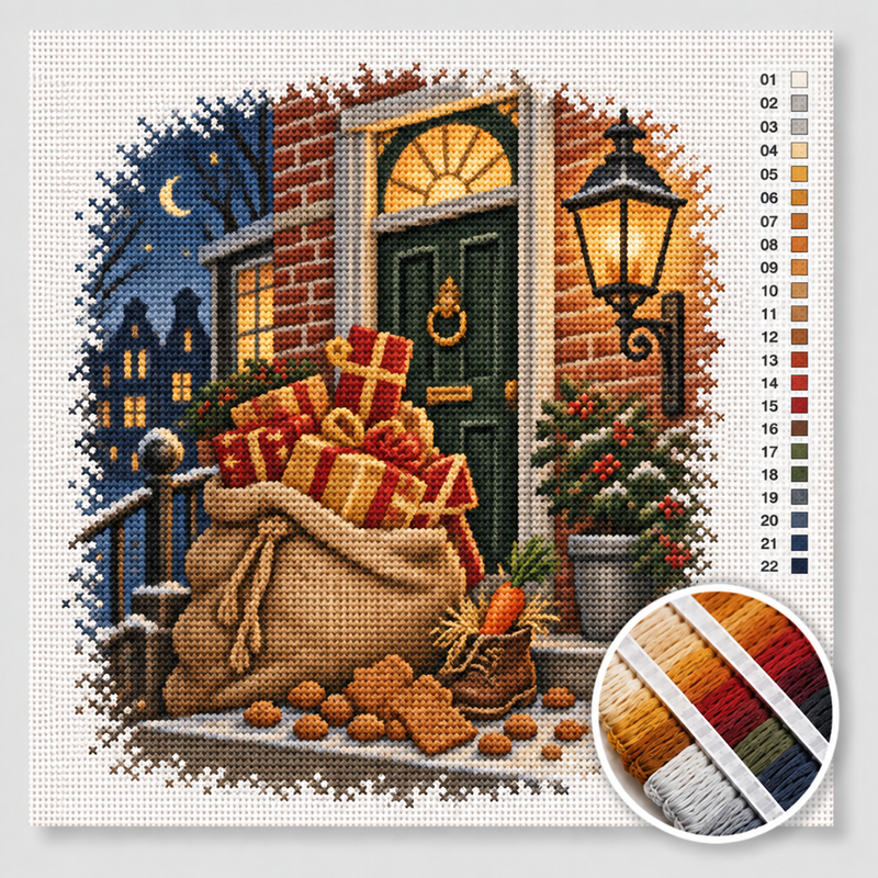 Sack of Presents on the Doorstep — Cross Stitch Kit