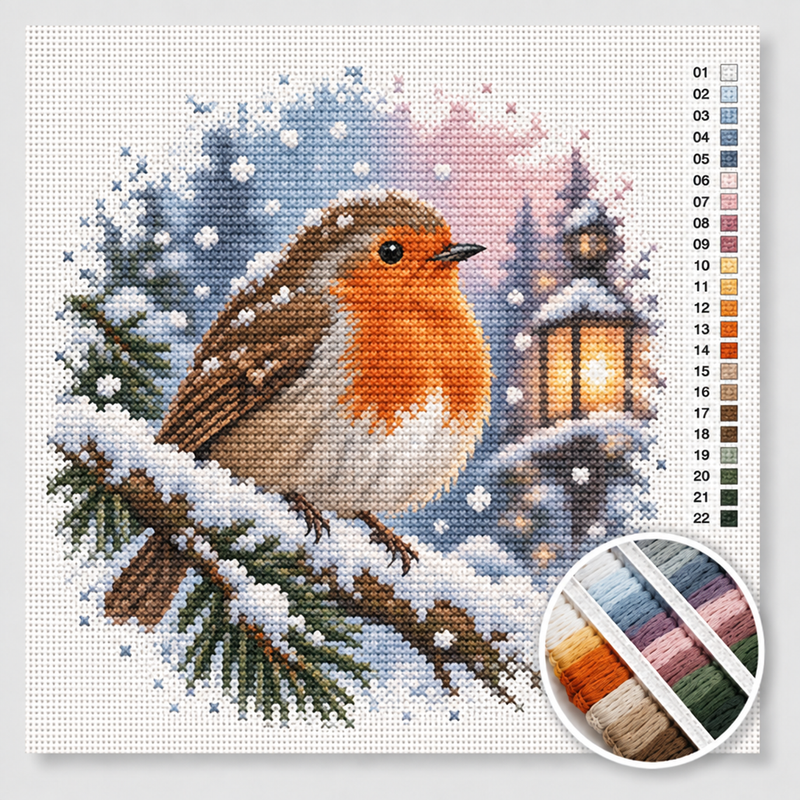 Robin in the Snow — Cross Stitch Kit