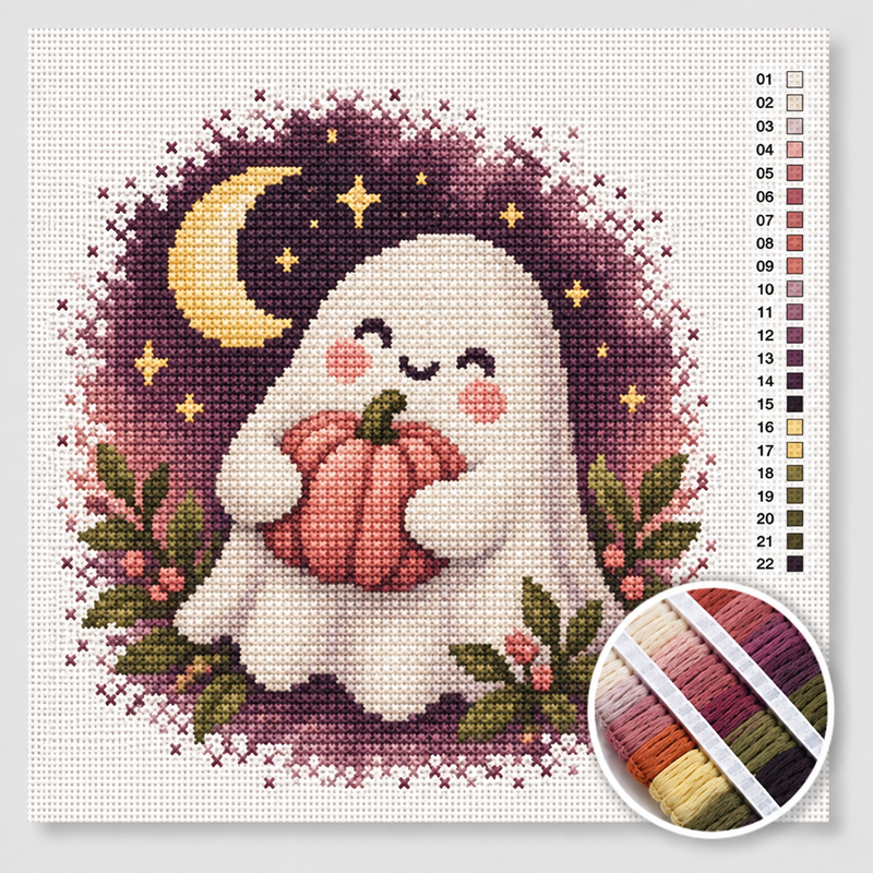 Pink Halloween: Sweet Little Ghost — Cross Stitch Kit