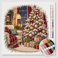 Pink Christmas Tree with Pastel Baubles — Cross Stitch Kit 1
