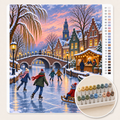 Schaatsers op de Bevroren Vaart – Kleuren op Nummer canvas met stiftenset 1