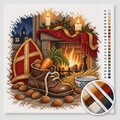 Shoe by the Fireplace with Carrot and Pepernoten — Cross Stitch Kit 1
