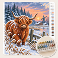 Schotse Hooglander in een Sneeuwbui – Kleuren op Nummer canvas met stiftenset 1