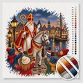 Sinterklaas on the Quay with Waving Children — Cross Stitch Kit 1