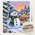 Sneeuwpop in de Tuin – Kleuren op Nummer canvas met stiftenset 1